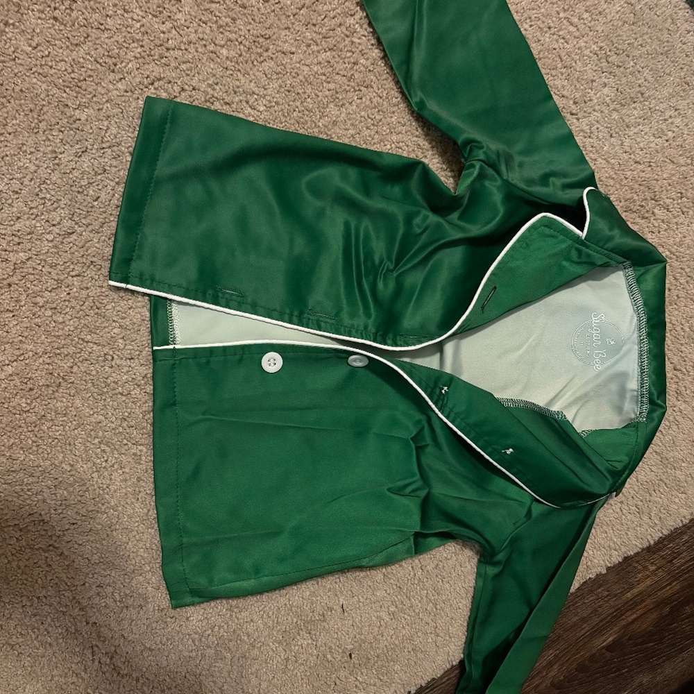 Brand New 3T Green Satin Button Up PJ Top